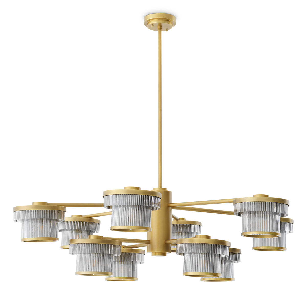 CDJ Chandelier Andromeda antique brass finish smoke glass by Eichholtz