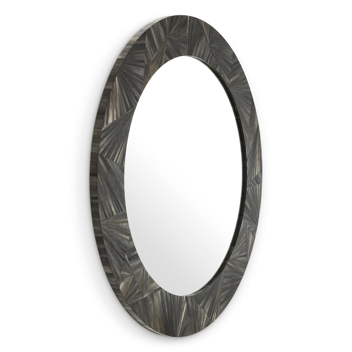 Mirror Cassara straw marquetry charcoal by Eichholtz