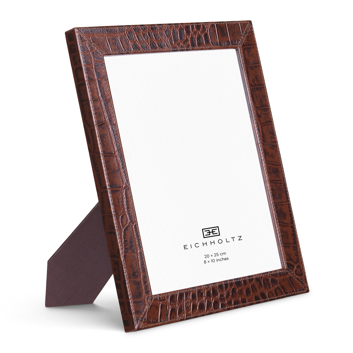 Picture Frame Scaleo croco embossed antique brown leather set of 2 by Eichholtz