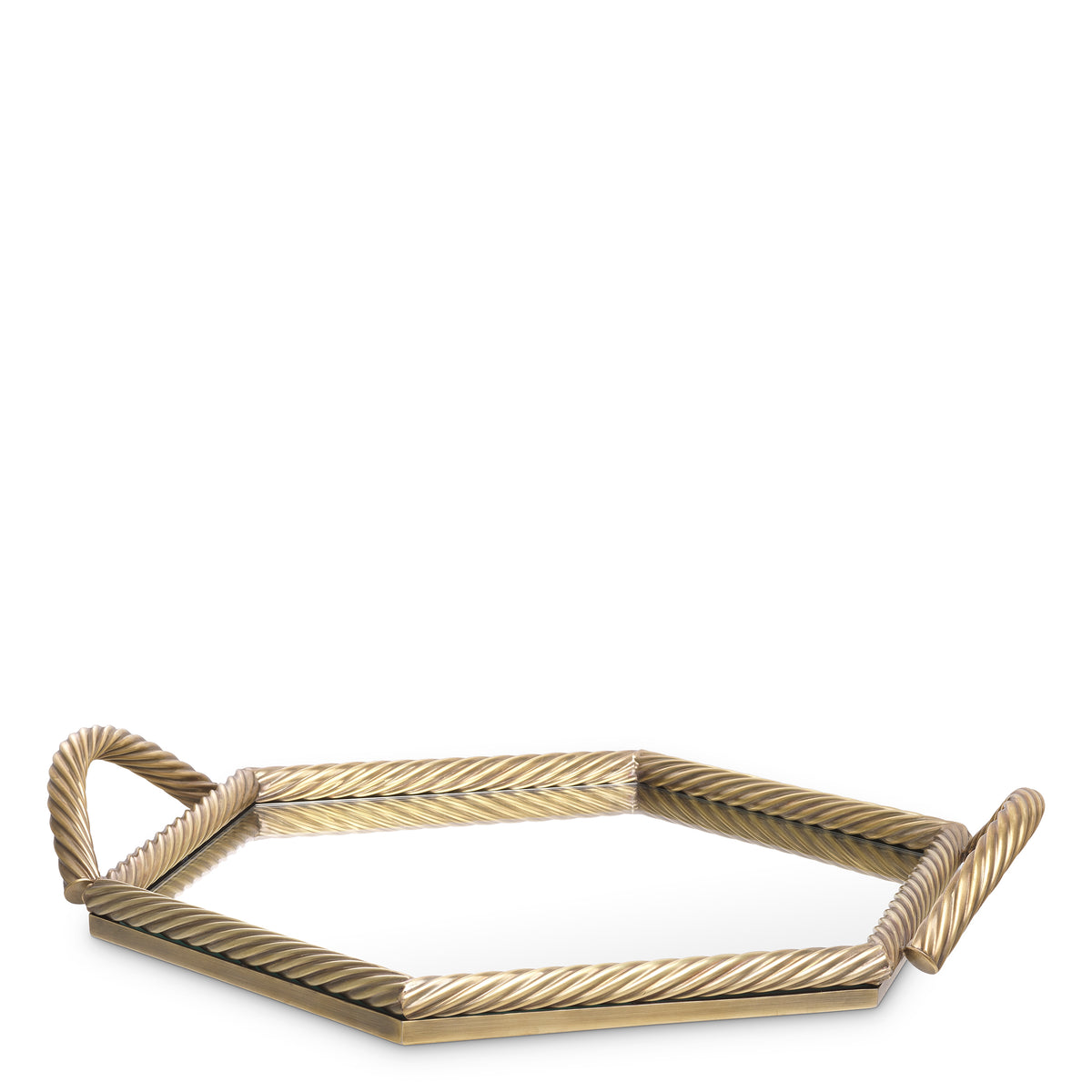 Tray Salvi Hexagon vintage brass finish by Eichholtz