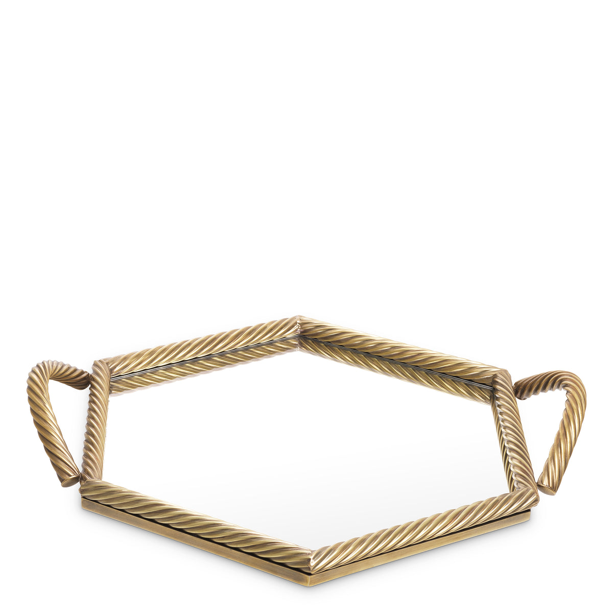 Tray Salvi Hexagon vintage brass finish by Eichholtz