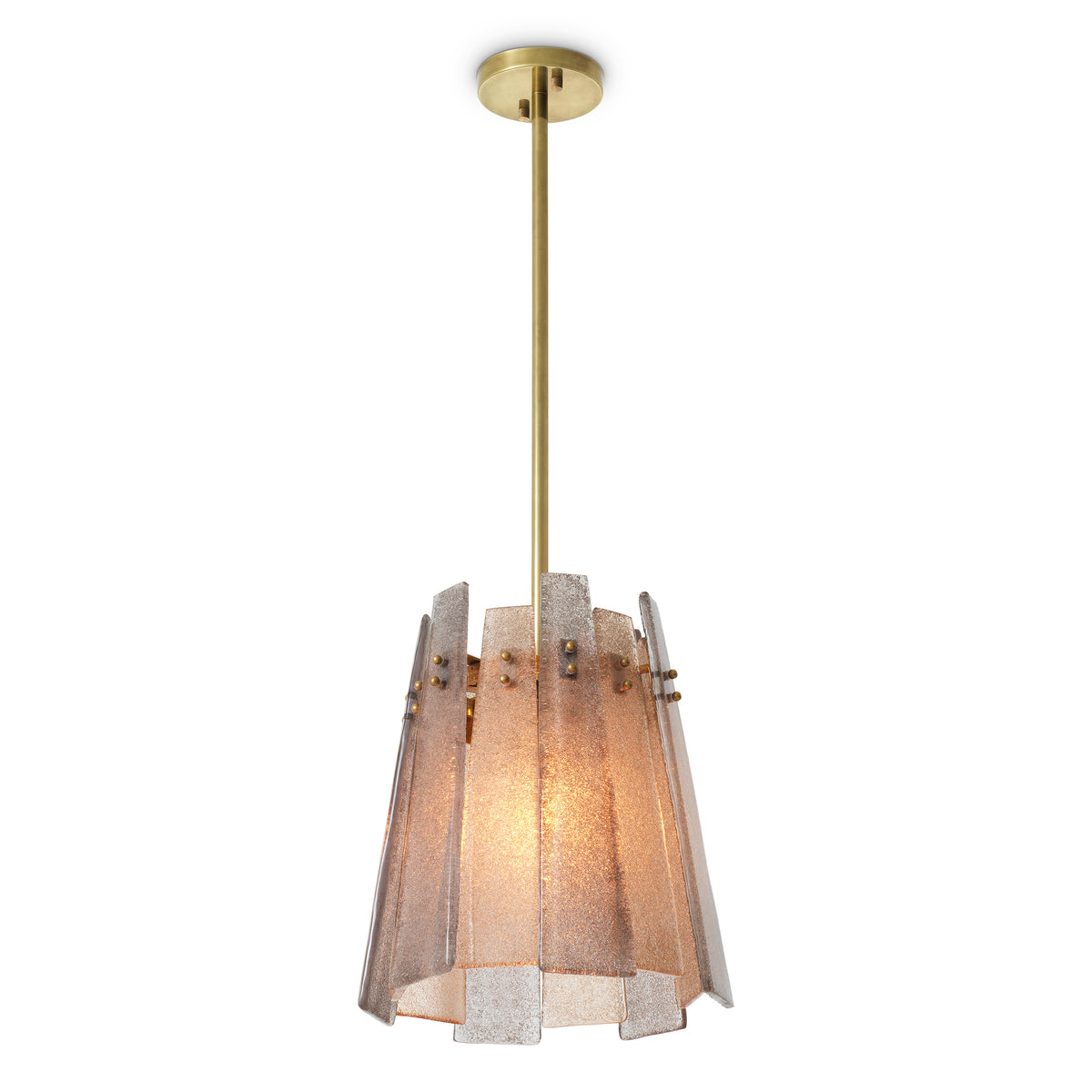 Pendant Cortese vintage brass finish grey smoke glass by Eichholtz