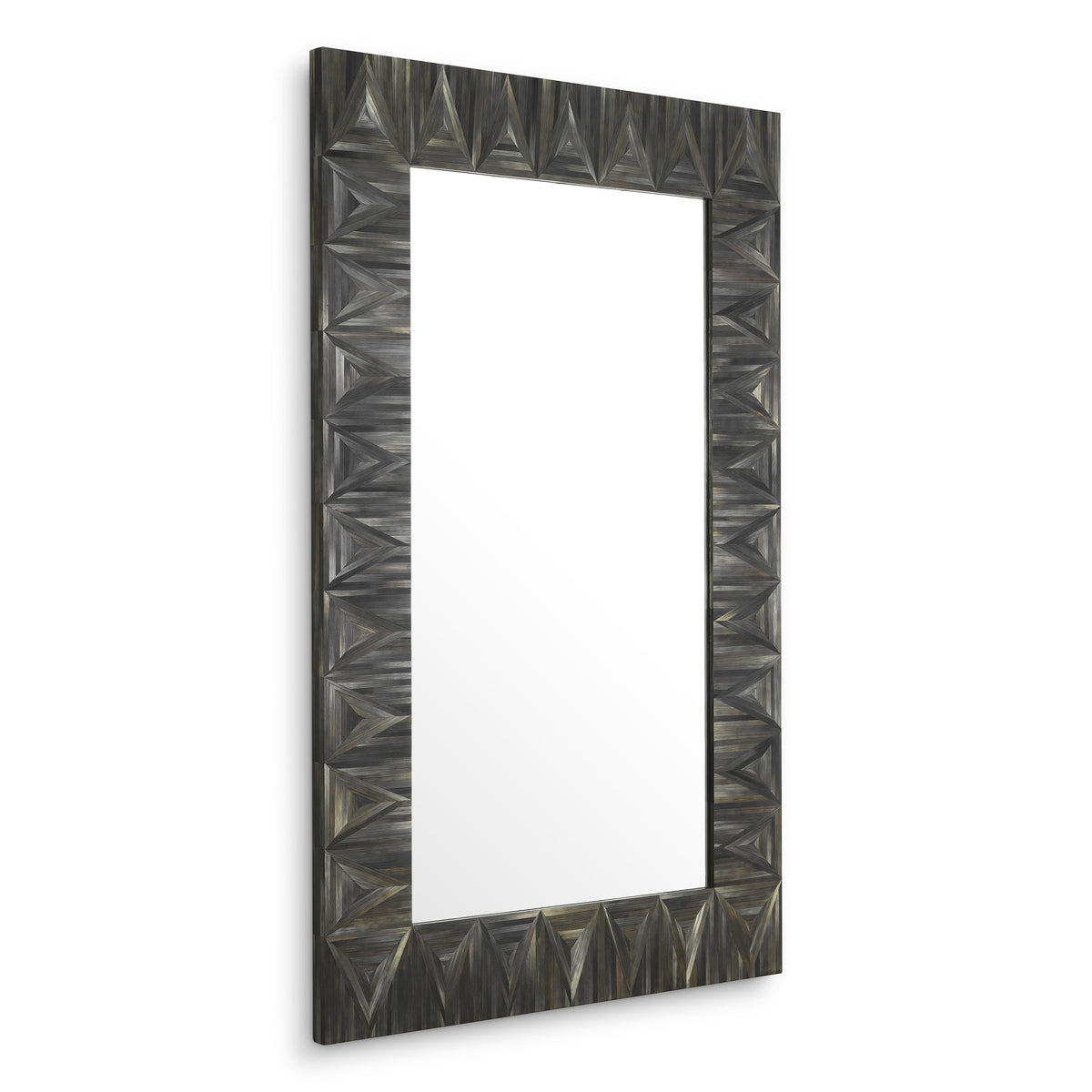 Mirror Belmont straw marquetry charcoal by Eichholtz