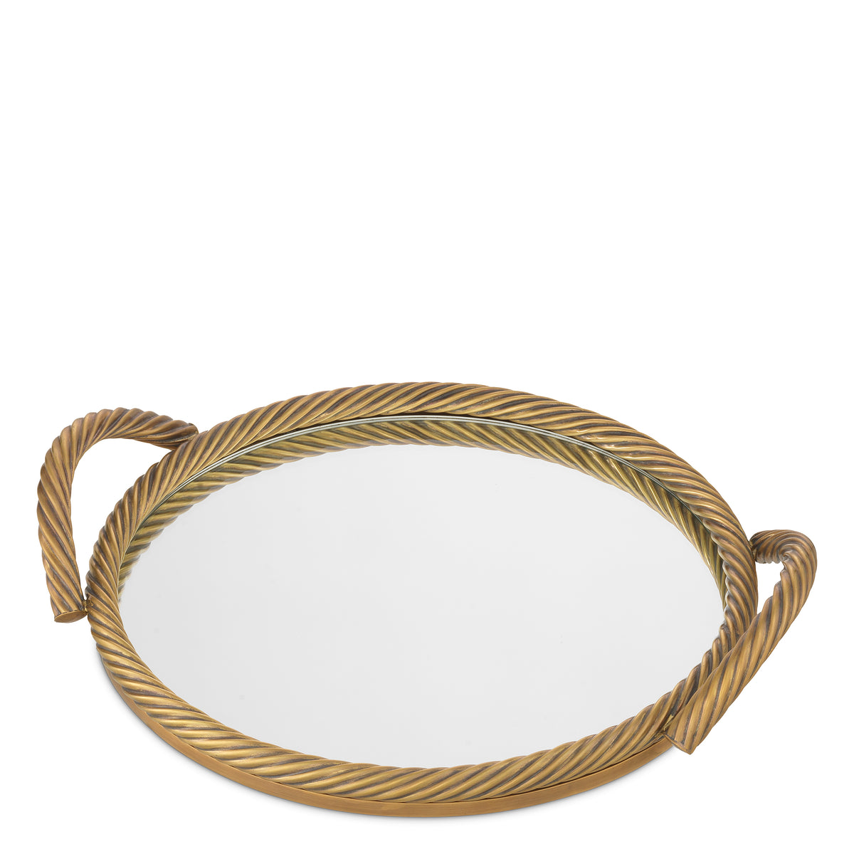 Tray Salvi Round vintage brass finish by Eichholtz