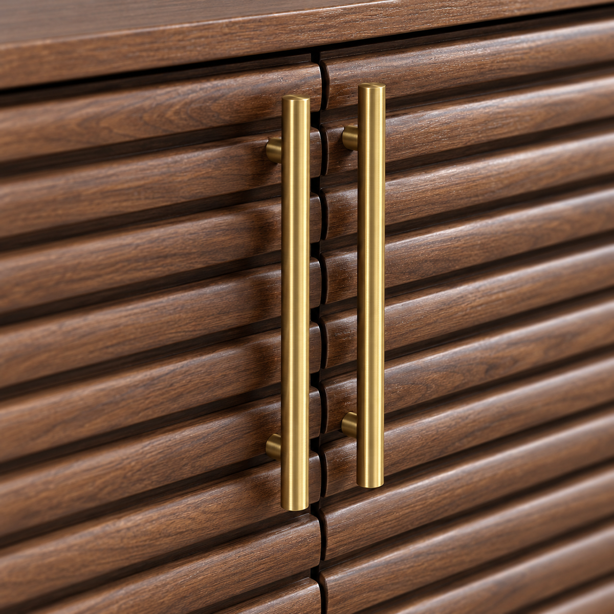 Paris Brown Walnut Wood & Brass Sideboard Berkeley Designs