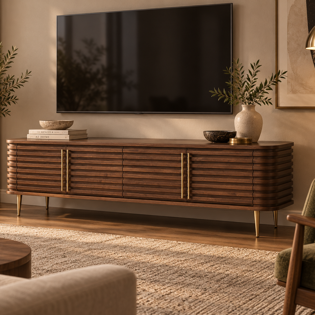 Paris Brown Walnut Media TV Cabinet Unit by Berkeley Designs