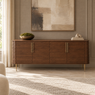 Paris Brown Walnut Wood & Brass Sideboard Berkeley Designs