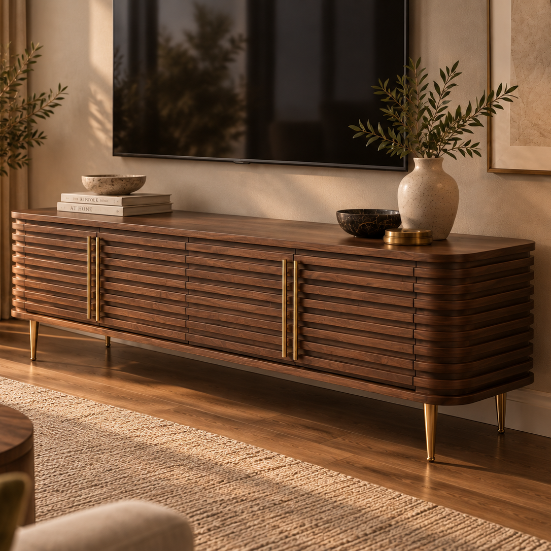 Paris Brown Walnut Media TV Cabinet Unit by Berkeley Designs