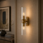 Revere Wall Light in Gold with Clear Glass Light Shade by Luxe Collection