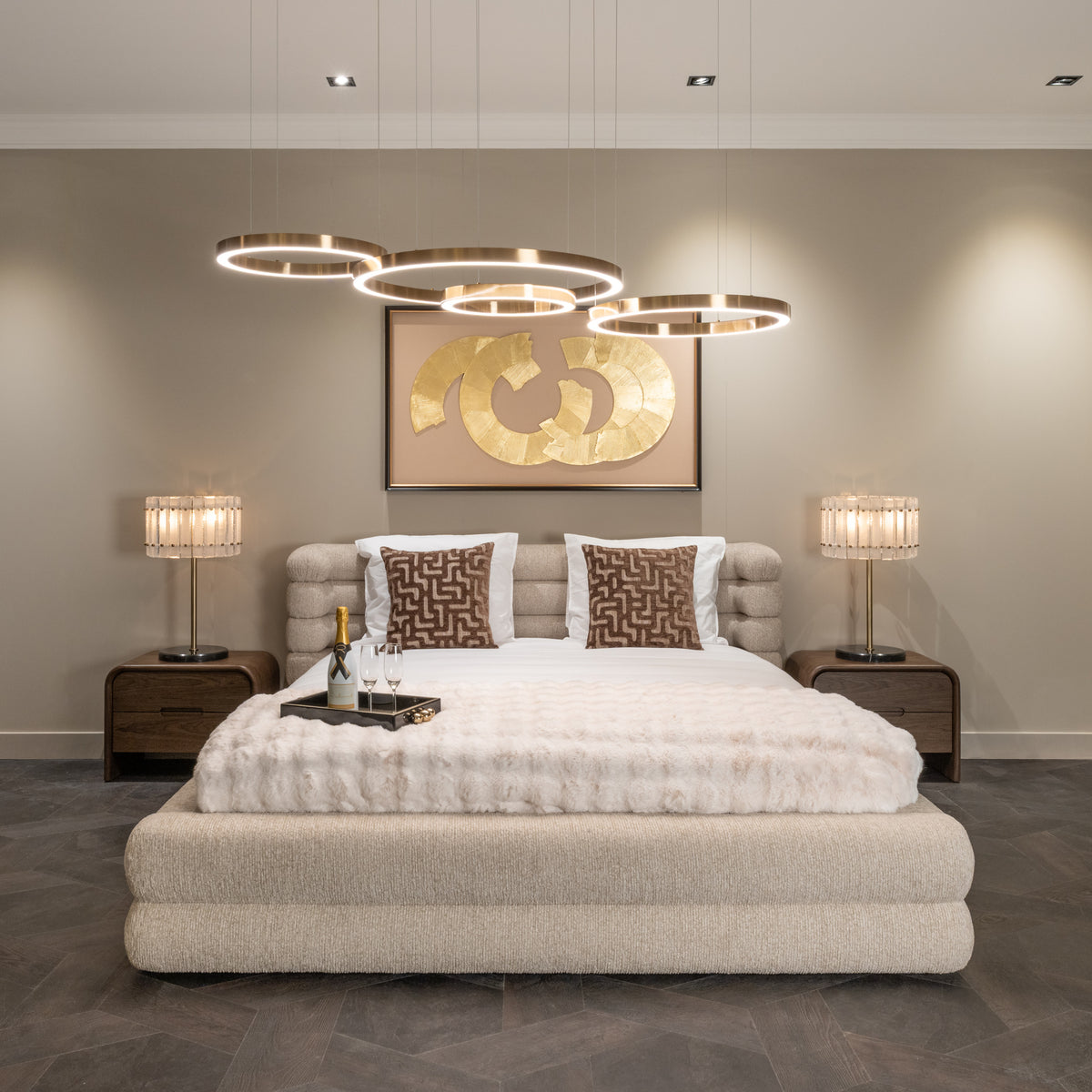 Bed Obidis natural linear 180x210 (mattress size) with storage by Richmond Interiors