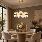 Rimini Gold & Textured Glass Pendant 60cm by Luxe Collection