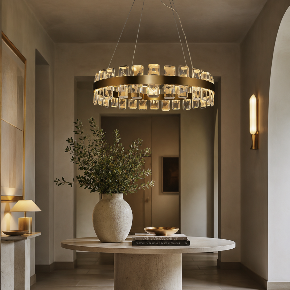 Rocco Gold Pendant Light With Faceted Staggered Glass by Luxe Collection