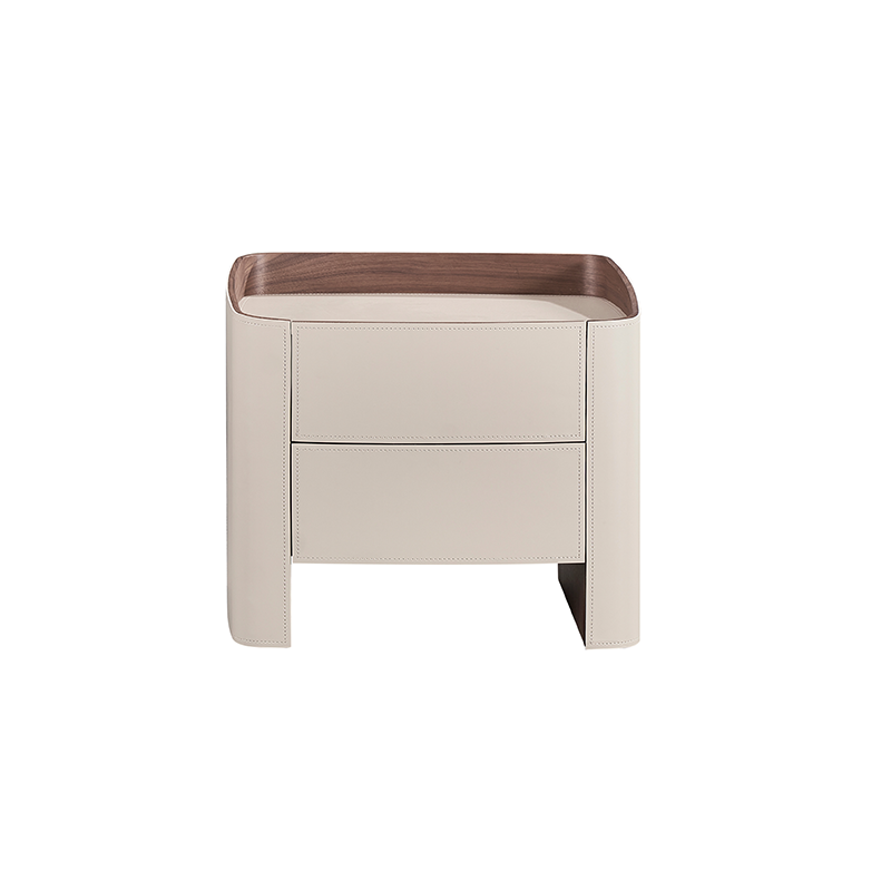 Ruffia Matte Beidge & Walnut Bedside Table by Tommy Franks
