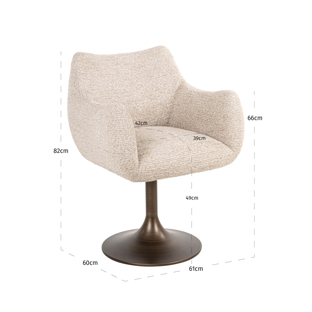 Dining chair Aldo natural linear swivel by Richmond Interiors