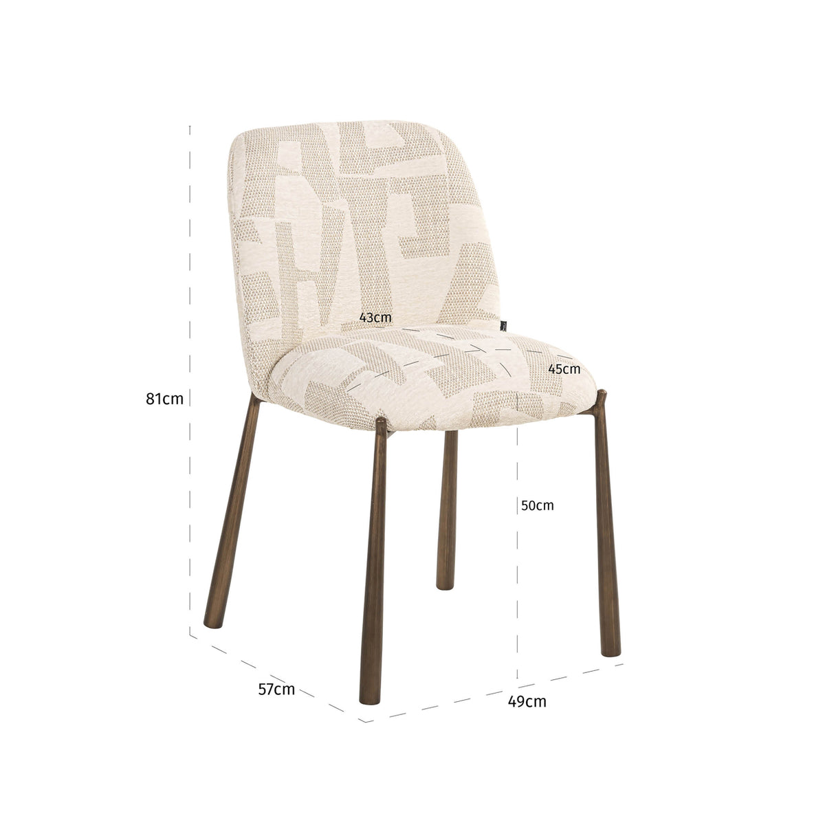 Dining chair Lana beige graffic (Set of 2) by Richmond Interiors
