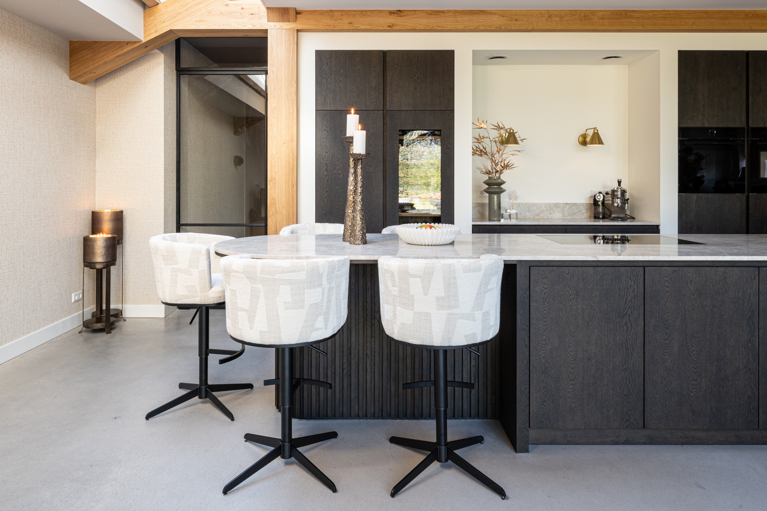 Bar stool Cheyenne beige graffic swivel by Richmond Interiors