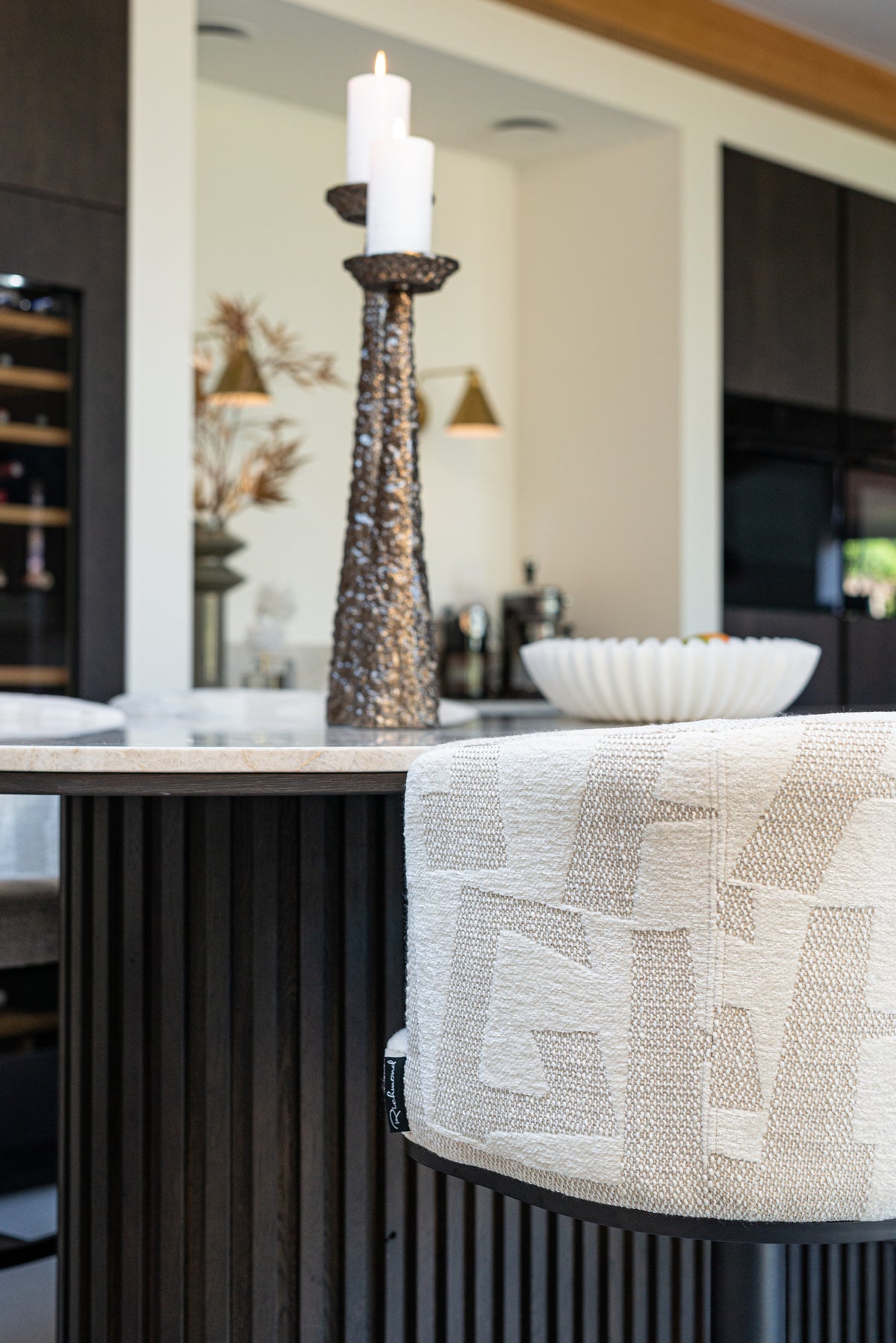 Bar stool Cheyenne beige graffic swivel by Richmond Interiors