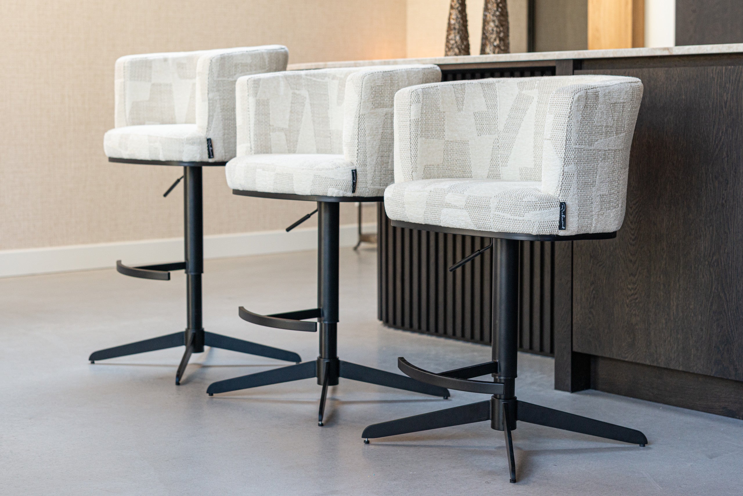 Bar stool Cheyenne beige graffic swivel by Richmond Interiors