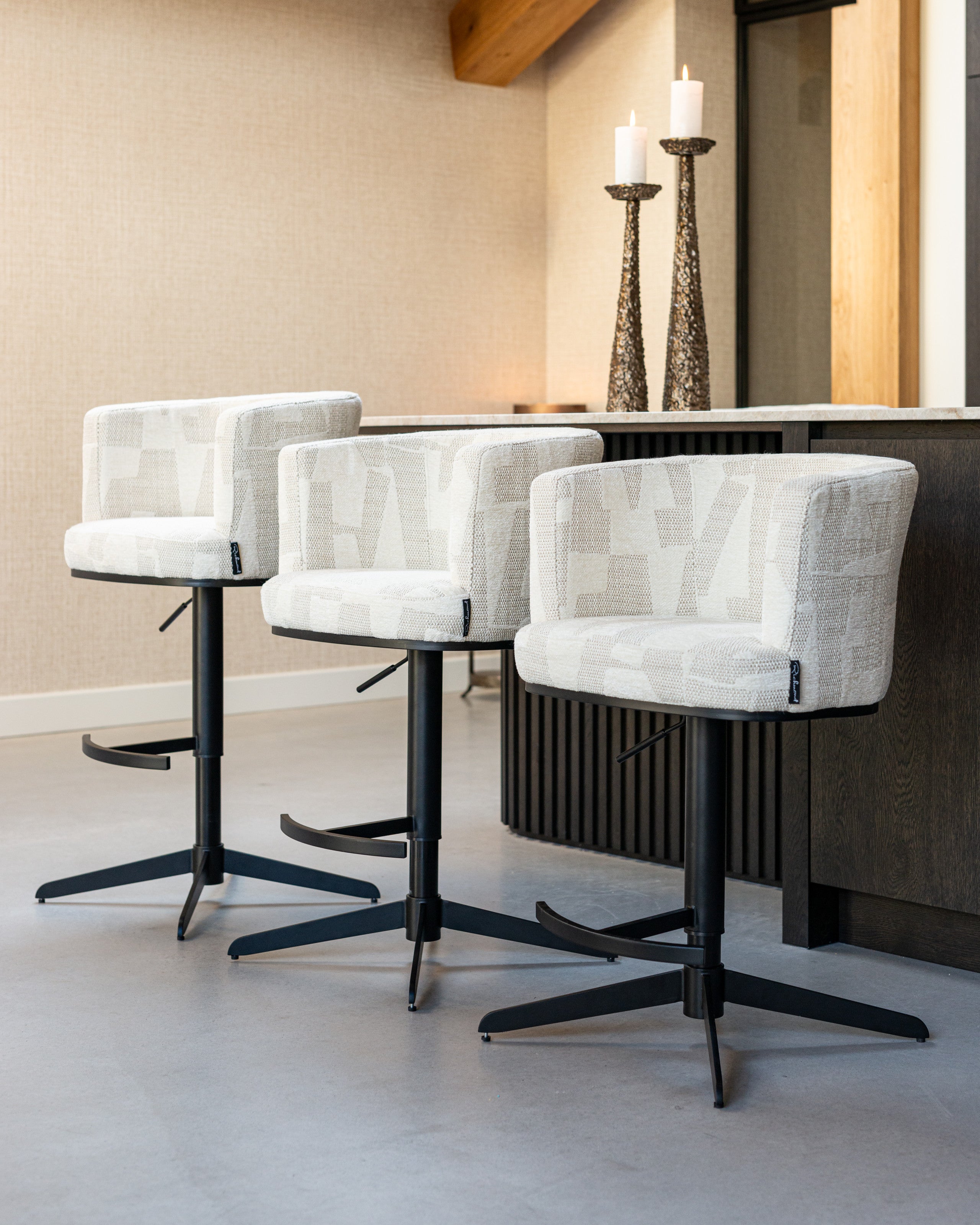 Bar stool Cheyenne beige graffic swivel by Richmond Interiors