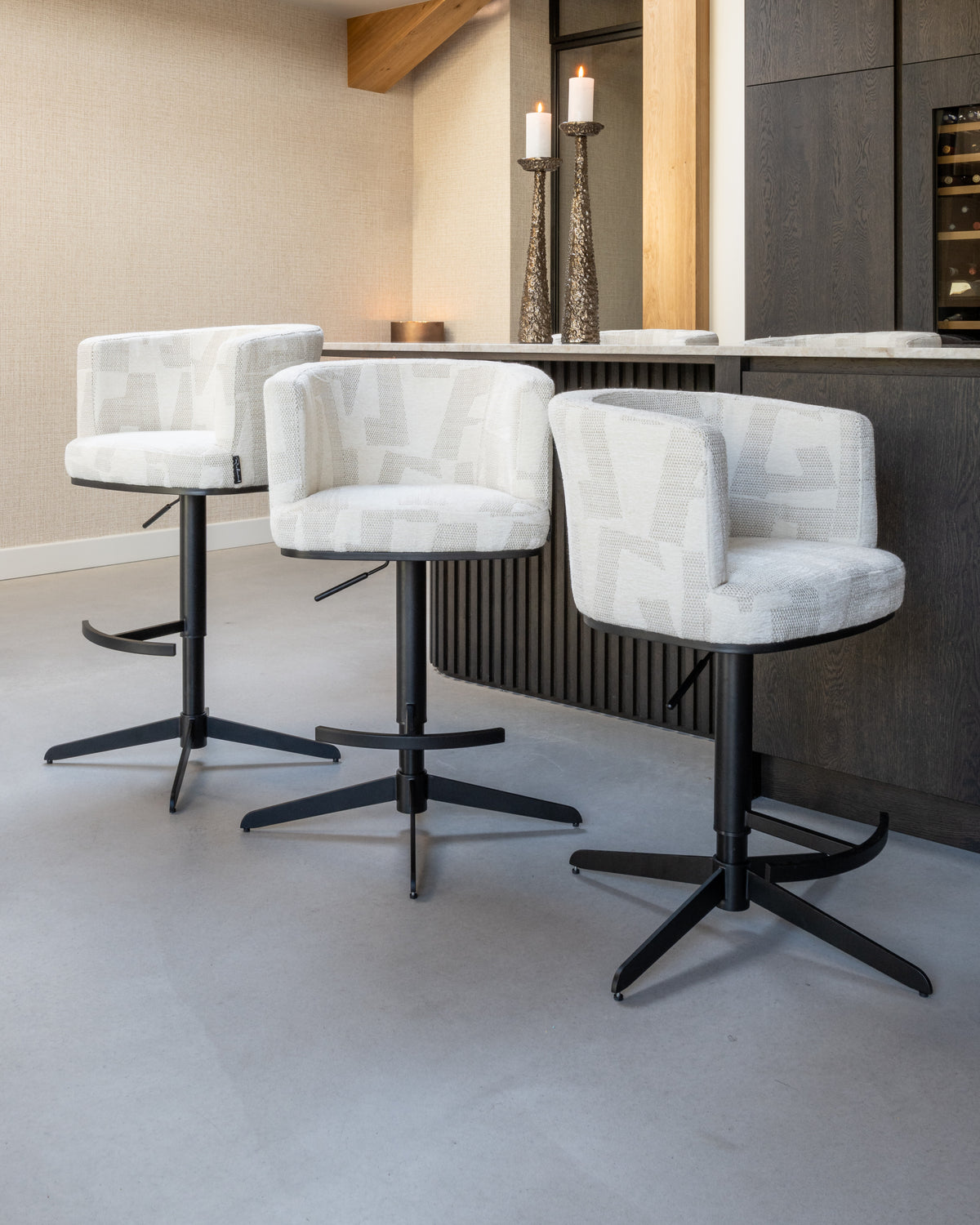 Bar stool Cheyenne beige graffic swivel by Richmond Interiors