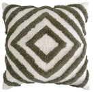 Mesa Olive Cotton Tufted Geometric Cushion 43x43cm (Feather Filled) Malini