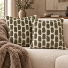 Ridge Olive Cotton Tufted Dash Cushion 43 cm Malini