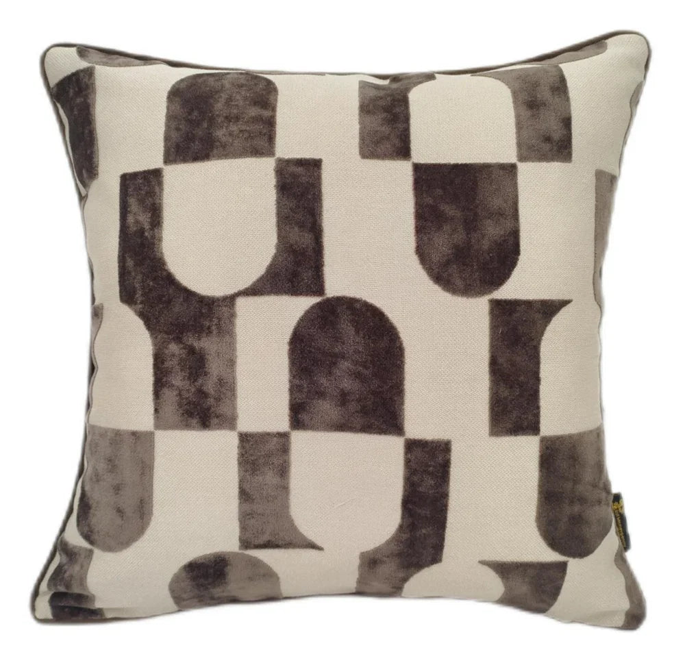 Chill Pill Chocolate Geometric Velvet Cushion Paul Moneypenny