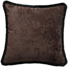 Curtain Call Chocolate Chenille & Black Fringe Cushion 45 cm Paul Moneypenny