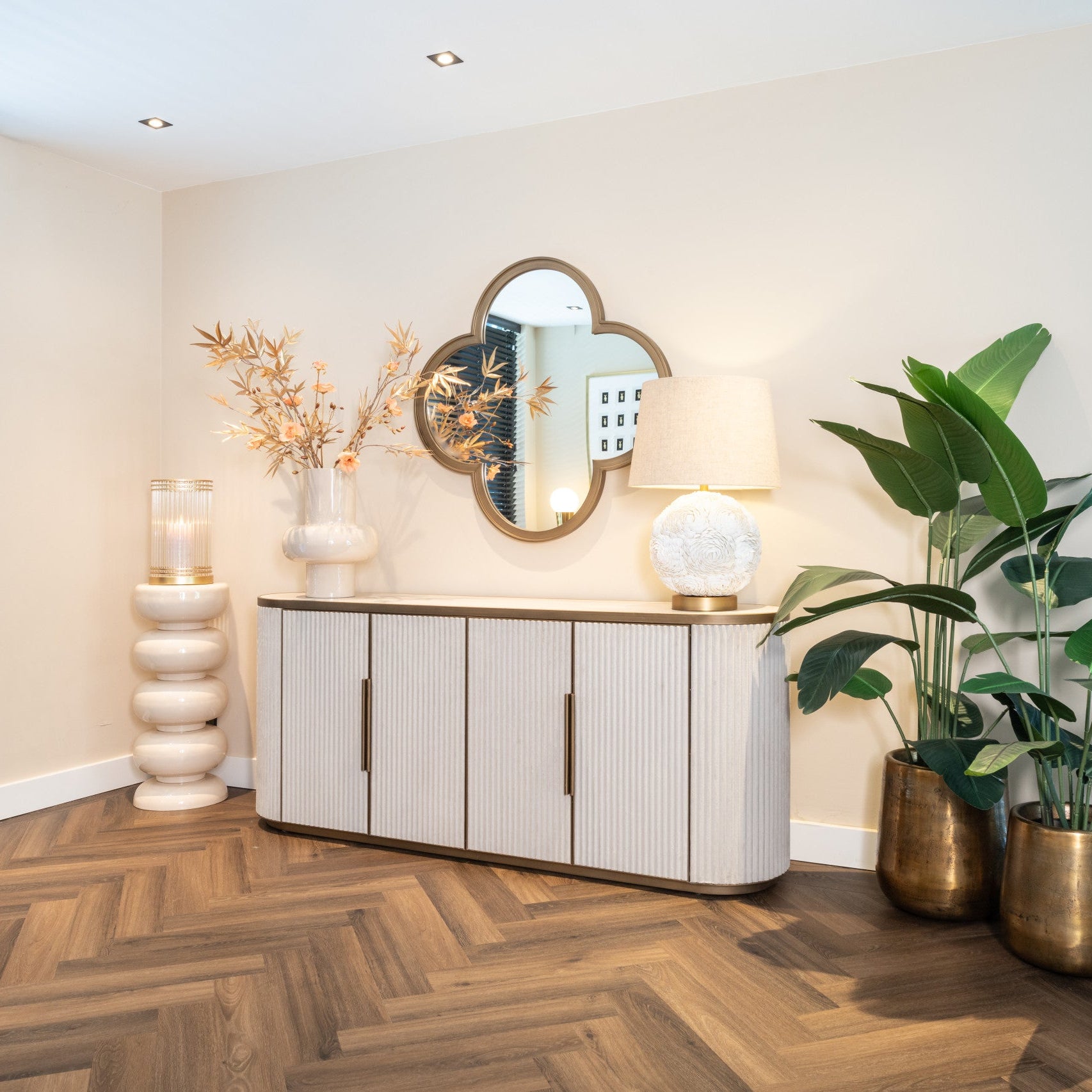 Lowen Brushed Gold Mirror by Richmond Interiors