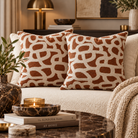 Scribble Jacquard Patterned Cushion 50x50cm - Rust Malini