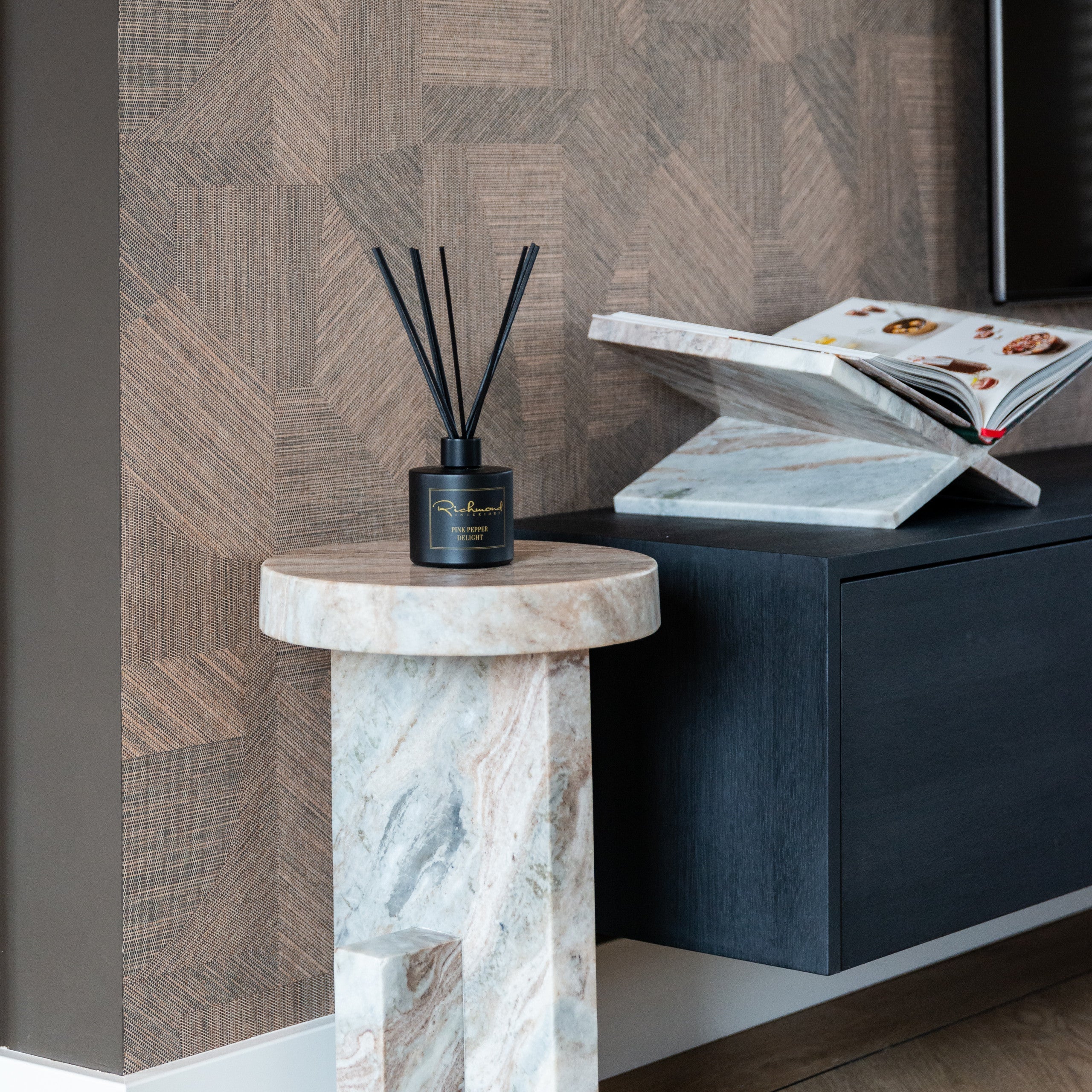 Belicia Blush Beige Marble Bookstand by Richmond Interiors