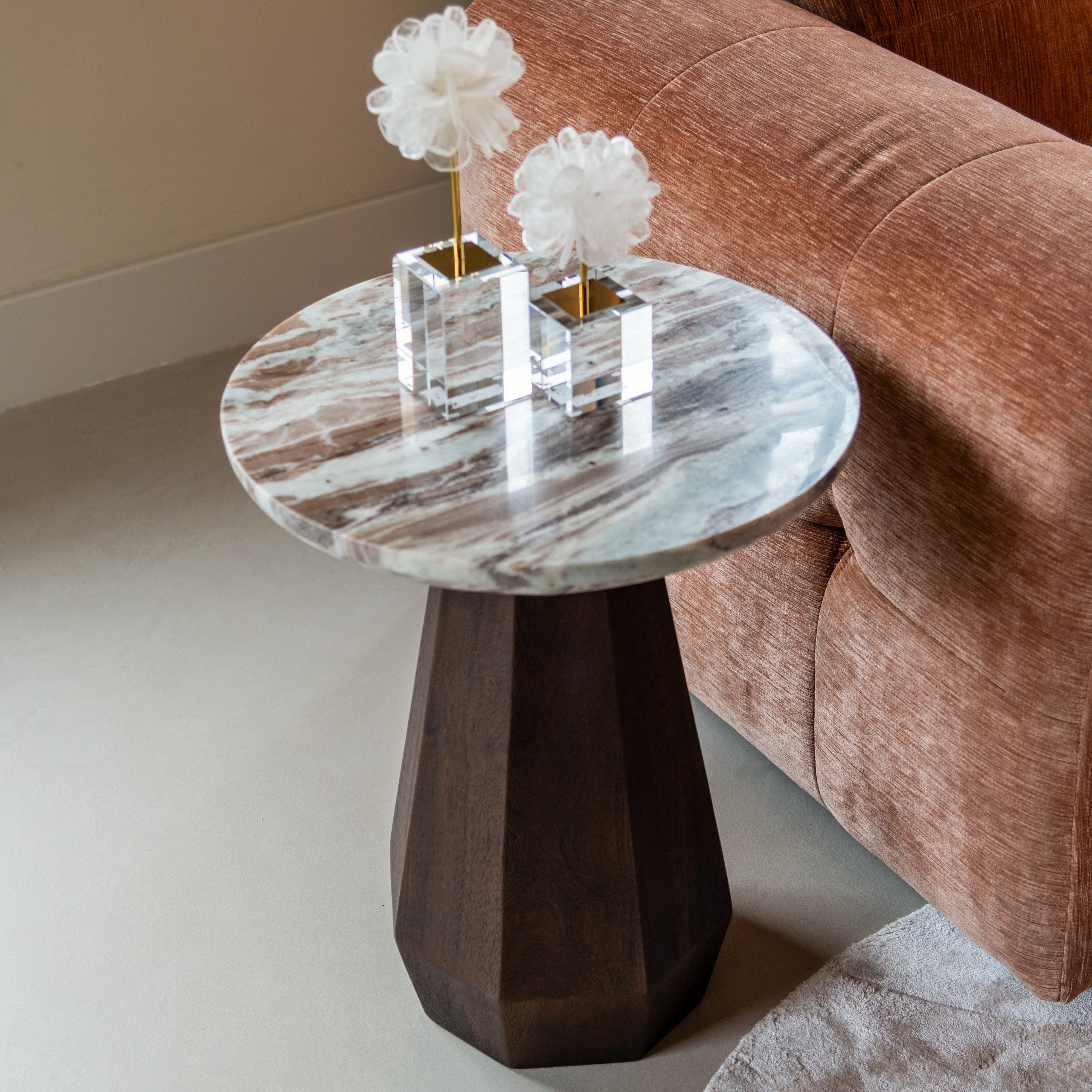 Oberoy Blush Beige End table - 45cm by Richmond Interiors