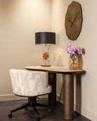 Dining chair Rochenne beige graffic swivel on wheels by Richmond Interiors