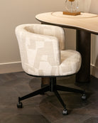 Dining chair Rochenne beige graffic swivel on wheels by Richmond Interiors
