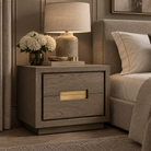 Sevilla Grey Oak Wood & Gold Bedside Table by Berkeley Designs