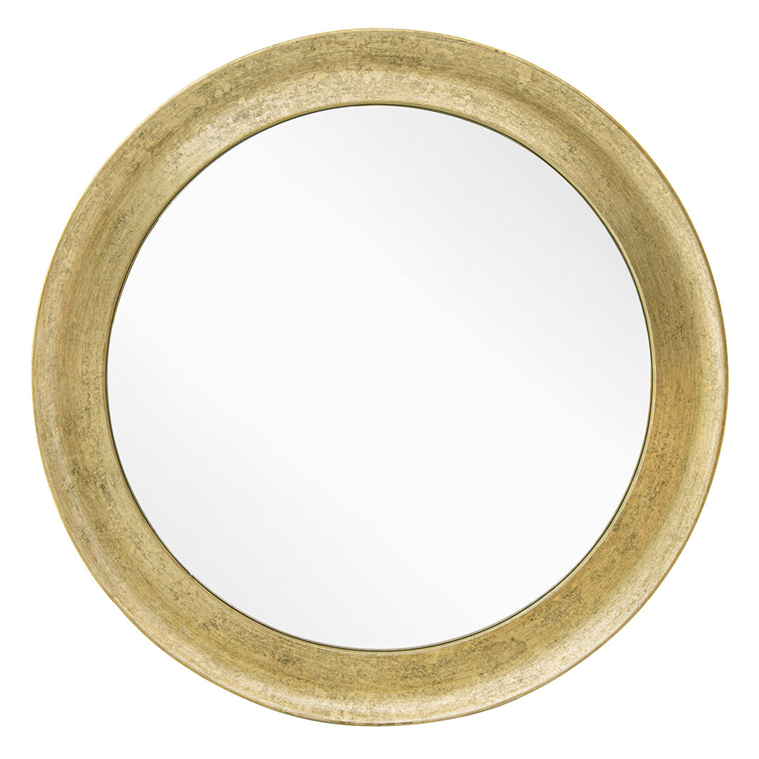 Navan Distressed Leaf Gold Round Mirror by RV Astley