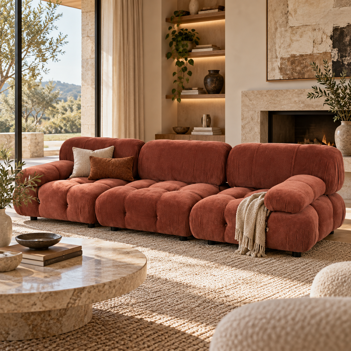 Combo Sysley Rust II Fabric Sofa by Liang & Eimil