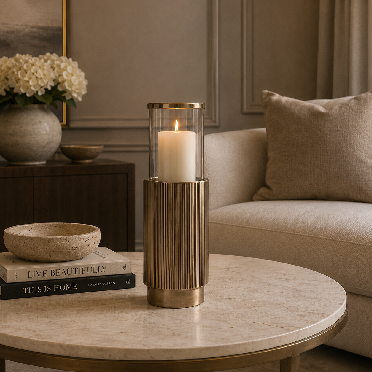 Soreli Antique Brass Hurricane Light by Richmond Interiors