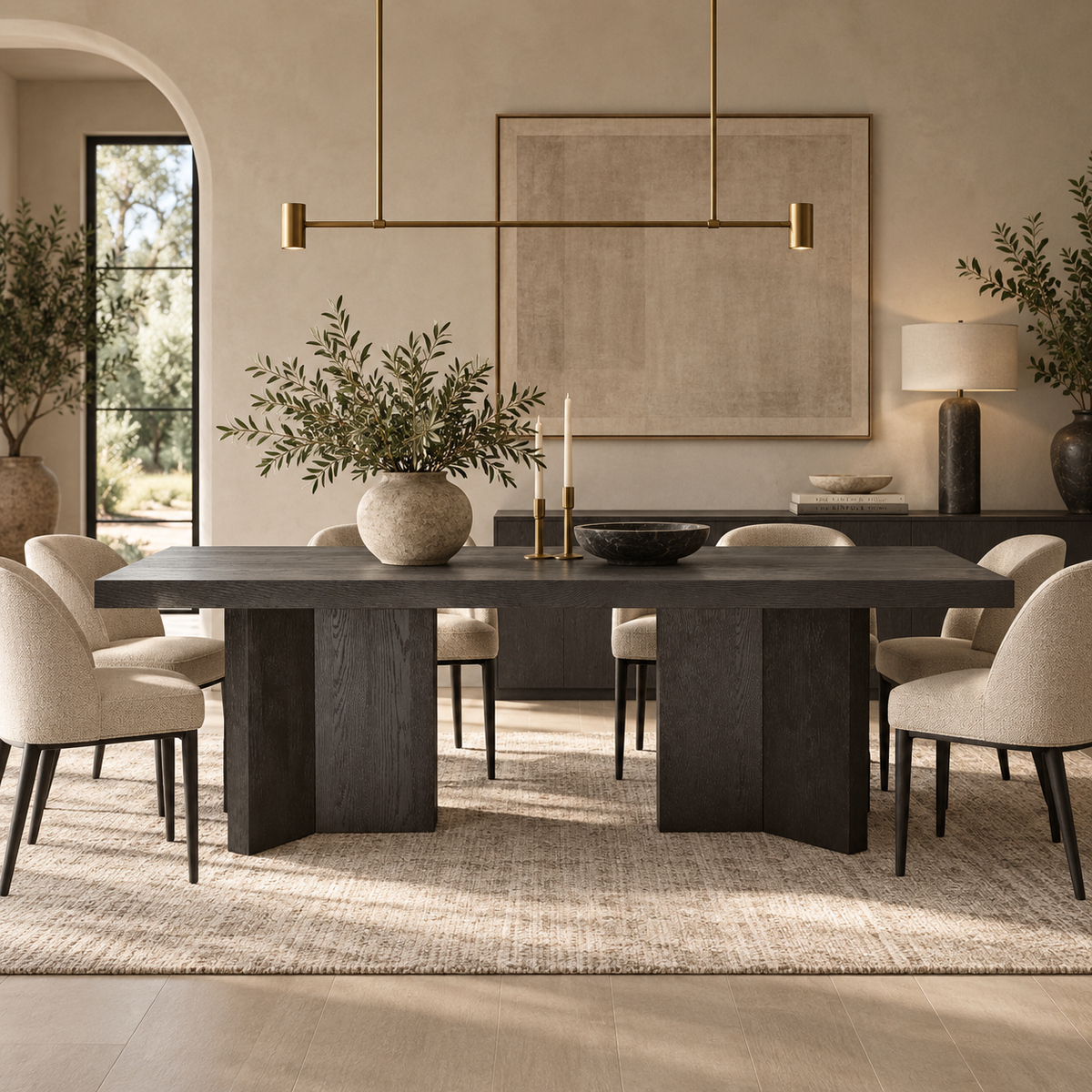 Sorrento Brown Oak Wood Dining Table by Berkeley Designs
