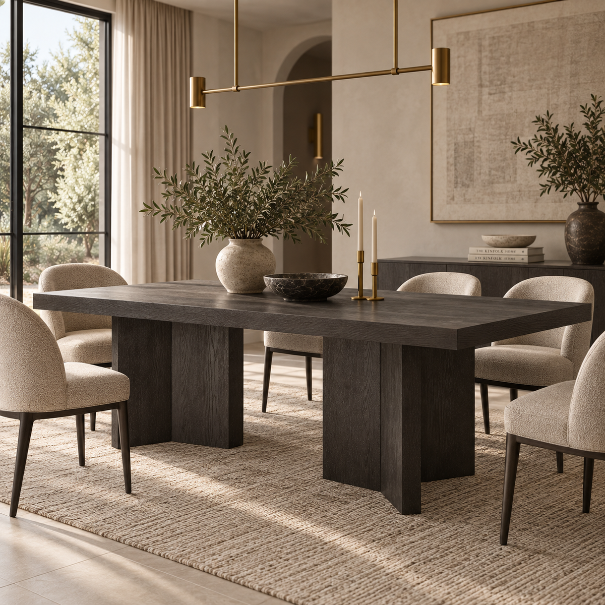 Sorrento Brown Oak Wood Dining Table by Berkeley Designs