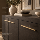 Sorrento Brown Oak Wood & Gold Sideboard Berkeley Designs