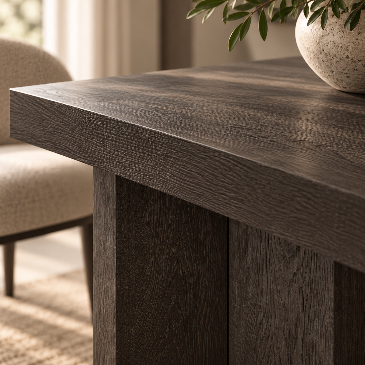 Sorrento Brown Oak Wood Dining Table by Berkeley Designs