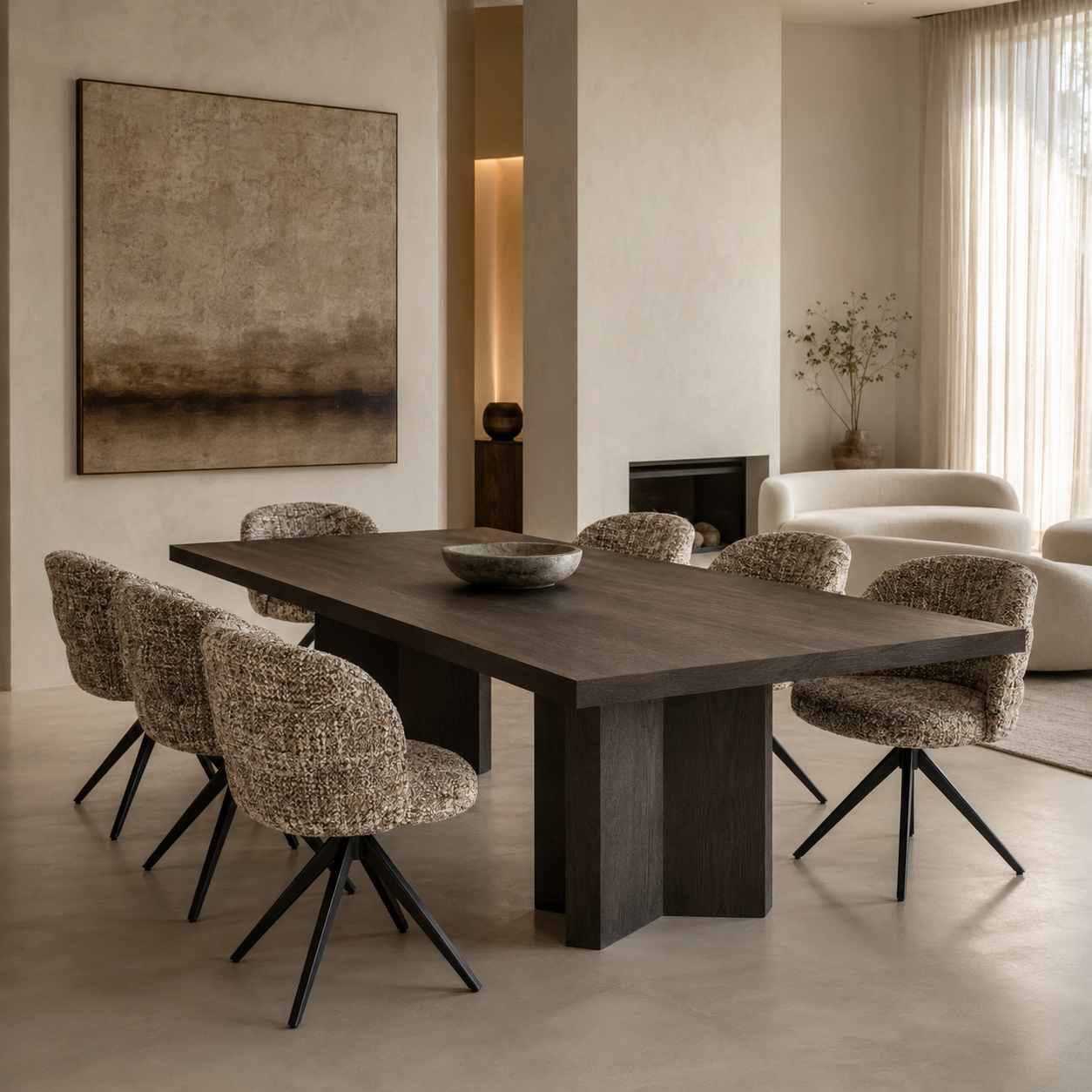 Sorrento Brown Oak Wood Dining Table by Berkeley Designs