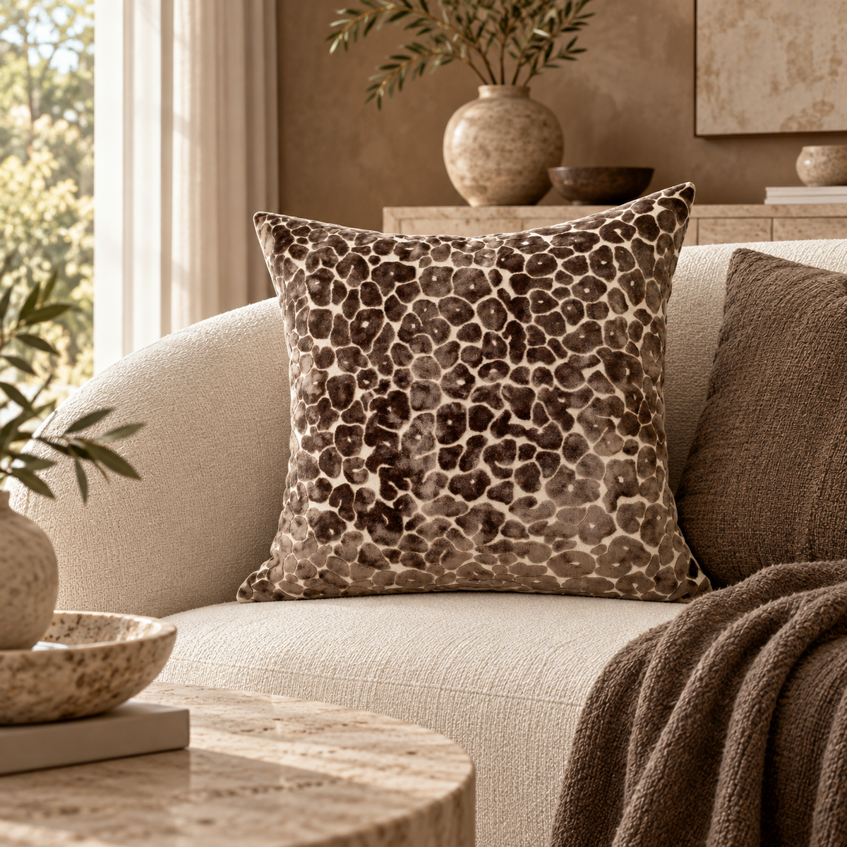 Spoton Velvet Cushion - Chocolate Malini
