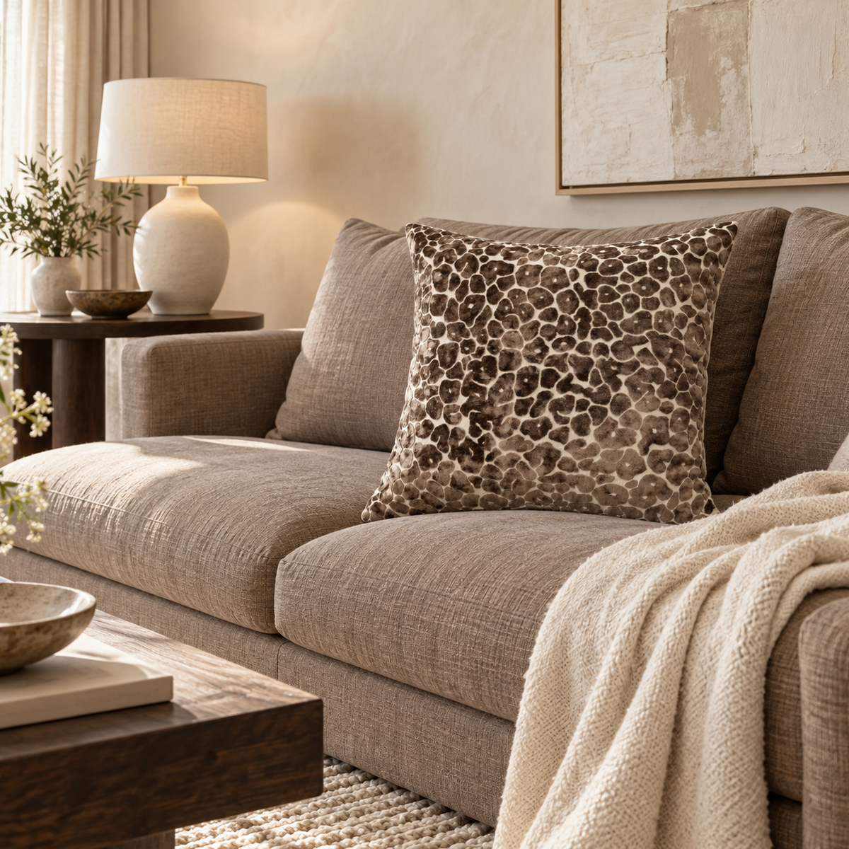 Spoton Velvet Cushion - Chocolate Malini