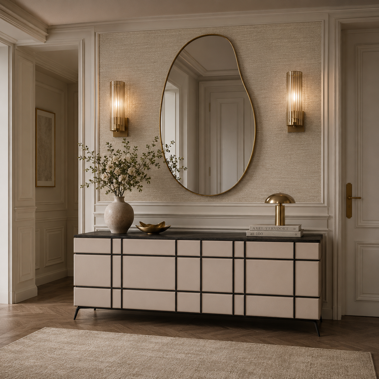 Tartan Mink Painted Dark Brown Oak Veneer Sideboard by Liang & Eimil