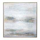 Mists Champagne, Blue, Gold And Neutral Toned Canvas by RV Astley