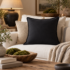 Tia Linen Blend Cushion - Black Malini