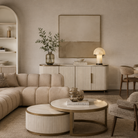 Tivoli Coffee Tables White Ceramic & Gold Frame (Set of 2) by Richmond Interiors