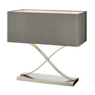 Byton Stainless Steel Table Lamp with Grey Fabric Shade by RV Astley